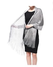 Women's Wedding Evening Shawl and Wrap Glitter Metallic Party Dresses Scarf w...