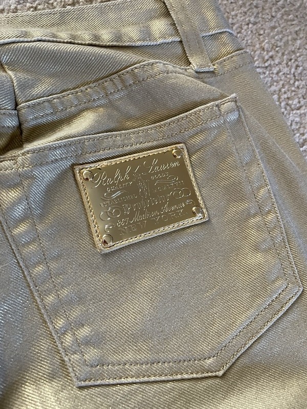 RALPH LAUREN Gold Shimmer Jeans Women’s Size Large Gold Tag