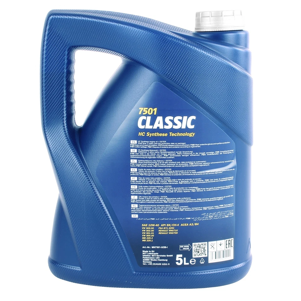 5 LITER 10W40 PREMIUM MOTOR-ÖL MANNOL CLASSIC ÖL 10W-40 API SN CH-4 - Bild 2 von 2