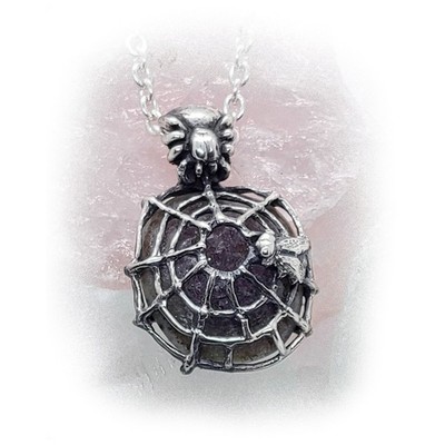 Halskette Spinne mit Fliege und natürlichem Amethyst Stein Sterlingsilber