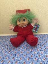 Vtg Russ Christmas Troll Doll 2338 Red Santa Hat Pajama 12" Soft Body WITH TAG