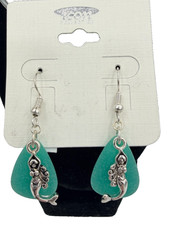 Sea Glass Wire Hook Earrings Nickel Free Silver Rhodium Plated Mermaid Starfish