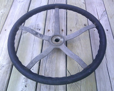 Vintage Pre-war Aluminum 5 Spoke Wood Steering Wheel 20 Diameter