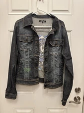 Ed Hardy By Christian Audigier Love Kills Slowly Rhinestone Jean Jacket L Denim