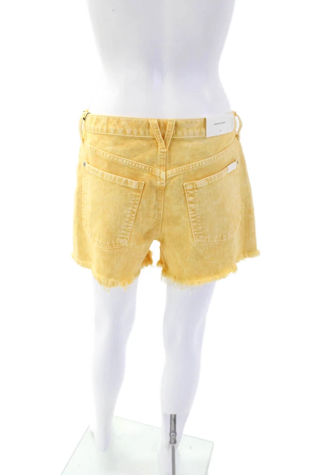 Pantalones Cortos de Denim 7 For All Mankind Para Mujer Algodón Tiro Medio Cinco Bolsillos Naranja Talla 28 Foto 3 de 4