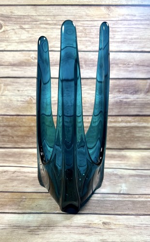 Vintage Viking Epic Three Foil 3 Finger Bluenique Swung Glass Candle Holder - Picture 4 of 23