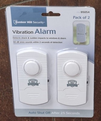 2pc BUNKER HILL Doors & Windows Vibration Alarms -90 dB Siren- #95054