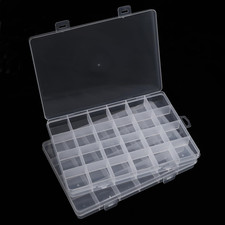 2 Pack 24 Grid Clear Plastic Organizer Box Small Parts Craft Bead Jewelry Storag