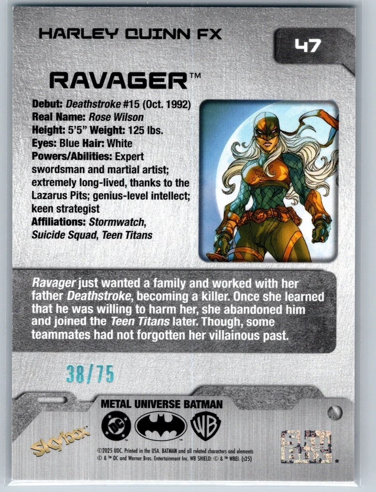 Skybox Metal Universe Batman #47 Ravager Harley Quinn FX 38/75 2025 Foto 2 de 2