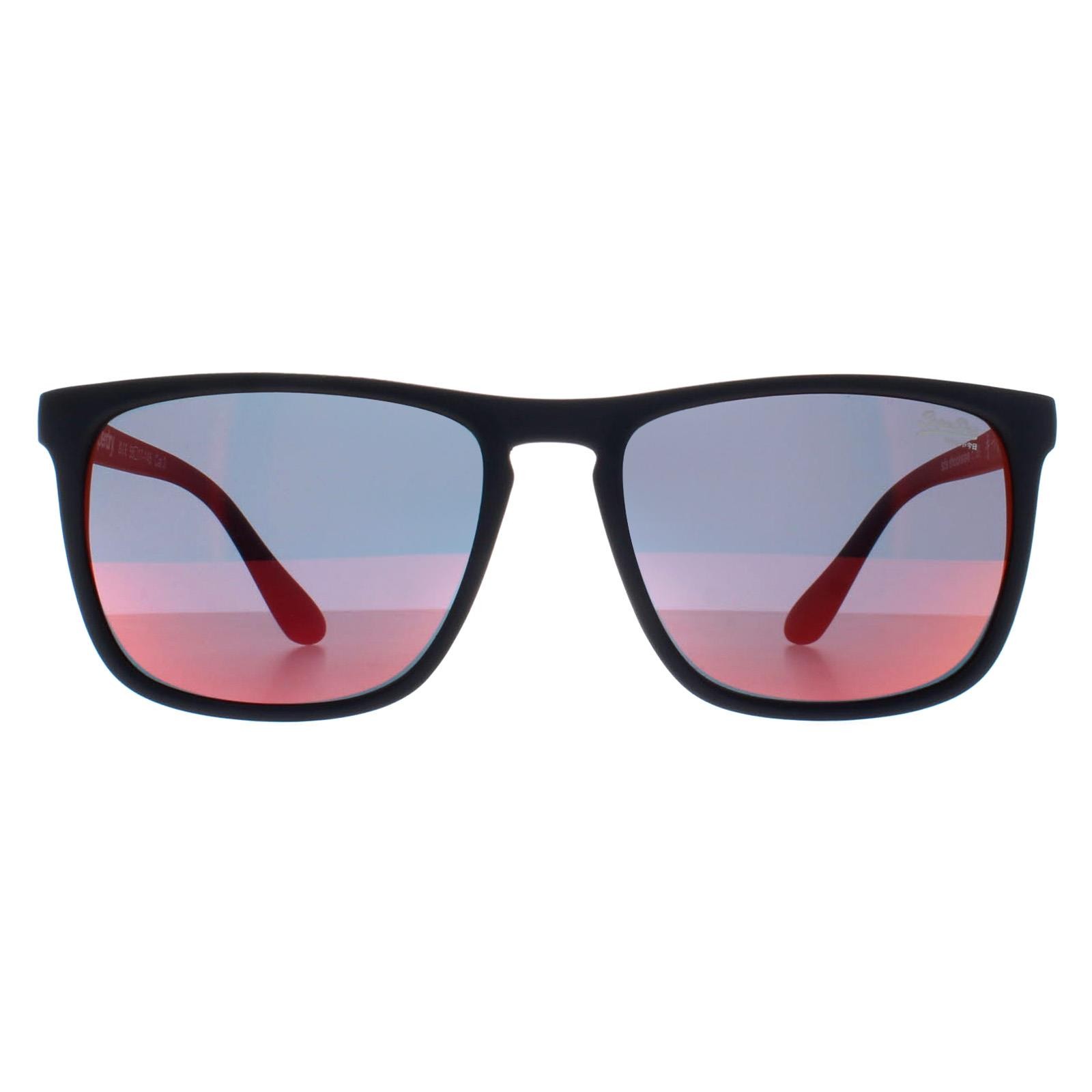 Superdry Sunglasses Shockwave 189 Rubberised Blue Red Mirror