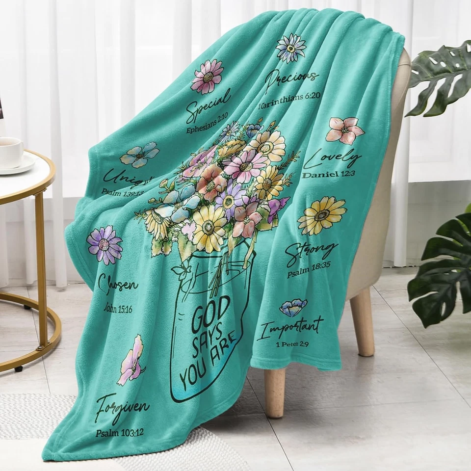 Christian Blanket for Women,Blanket with Flowers, Inspiration Gifts for Women - Image 3 of 4