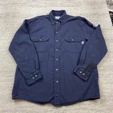 Tyndale FR Button Shirt Large Blue CAT 2 2112 9 CAL HRC Flame Resistant ARC Mens