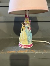 Vintage Disney Princess Lamp Aurora  Belle Cinderella With Shade 12 Inches