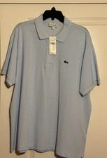 Lacoste Men's Light Blue Polo Shirt Gator Logo Accents, Size 7-XXL