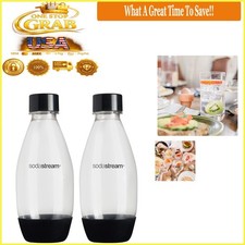 2x 0.5L Dishwasher Safe Slim Carbonation Bottles for Soda Makers Black