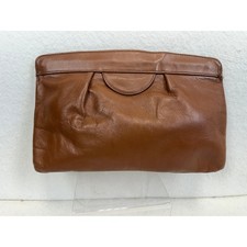 Brown Leather Vintage Envelope Clutch Purse Boho Light Academia Neutral Classic