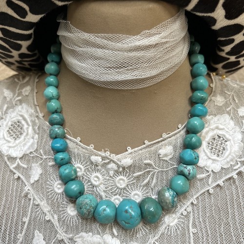 VF Vintage Jay King Natural Turquoise Necklace 925 18-20.5” 10-20mm Gems 102g NR