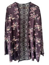 Charlotte Russe Womens Floral Open Front Cardigan Boho Cttn/Spndx,Soft Lite L