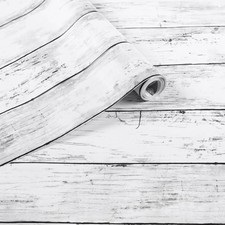 Arthome 17''x120'' White Wood Contact Paper,Peel and Stick Vinyl Wallpaper, W...