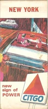 1965 CITGO Cities Service Oil Road Map NEW YORK Buffalo Rochester Long Island