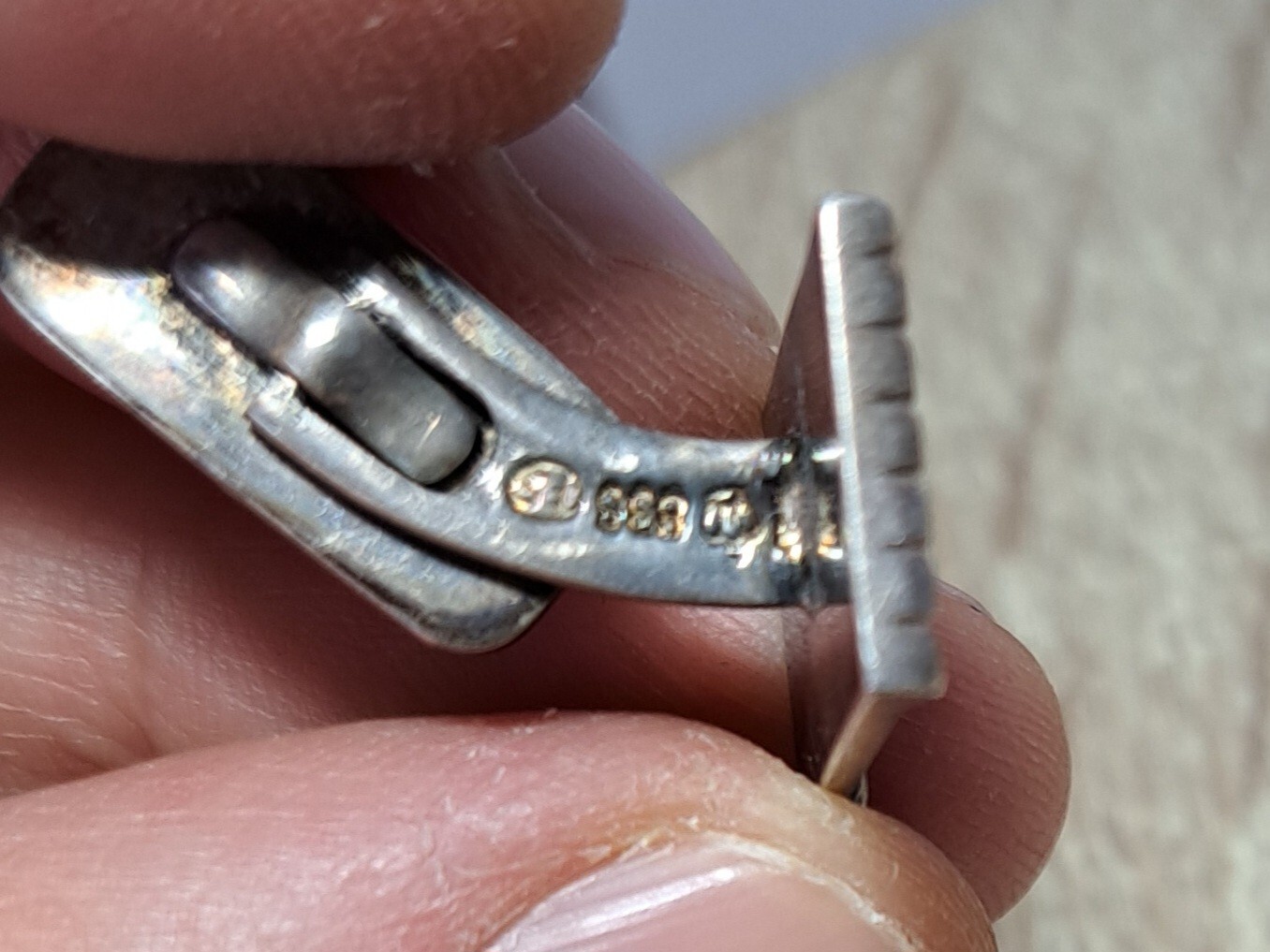 Solid Silver Button Cuff Silver 835 - image 2