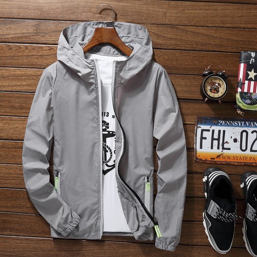 Mens Outwear Lightweight Windbreaker Waterproof Rain Jacket Hooded Breathable ♡ - Picture 13 of 20
