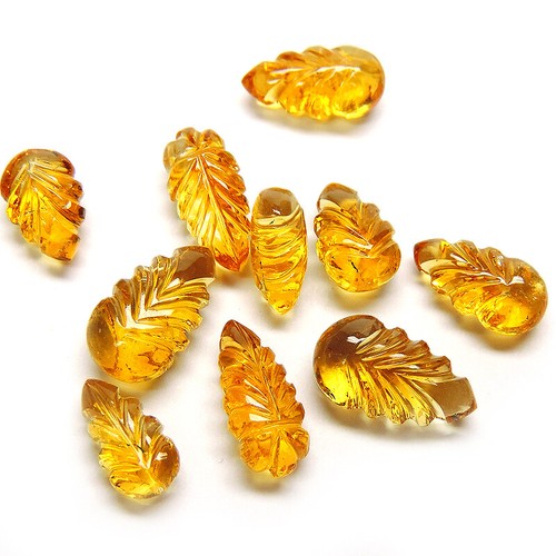 Piedras preciosas de citrino natural talla de hojas 24,85 CTS 10 PIEZAS GEMAS DE CITRINO EN FORMA DE HOJA - Imagen 4 de 6
