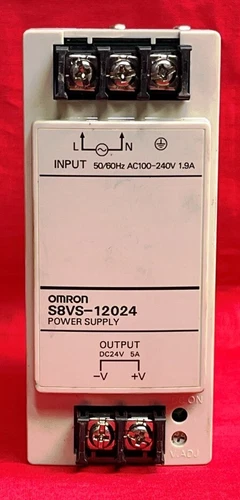 OMRON POWER SUPPLY, S8VS-12024, 1 PHASE, 100-240VAC IN, 24VDC-5A-120W OUTPUT