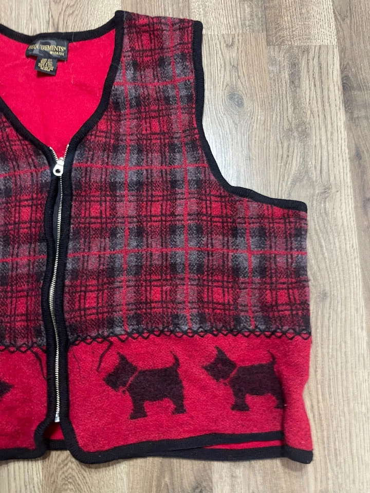Suéter Requisitos, Mujer Plus 3X, Rojo Gris, Perros, Cremallera Completa, Chaleco 100% Lana Foto 3 de 4