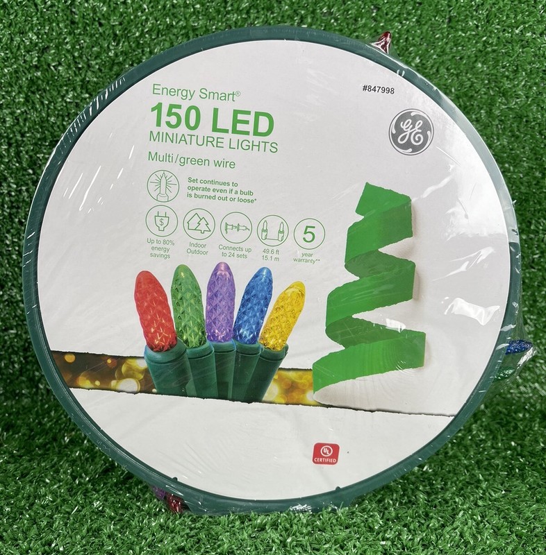GE Energy Smart 150 Ct 49.6 ft Multicolor Mini LED's Christmas String Lights New