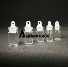 10pcs 1ml Bottle Empty Sample Vials Clear Glass Bottles with Plastic Lid Small
