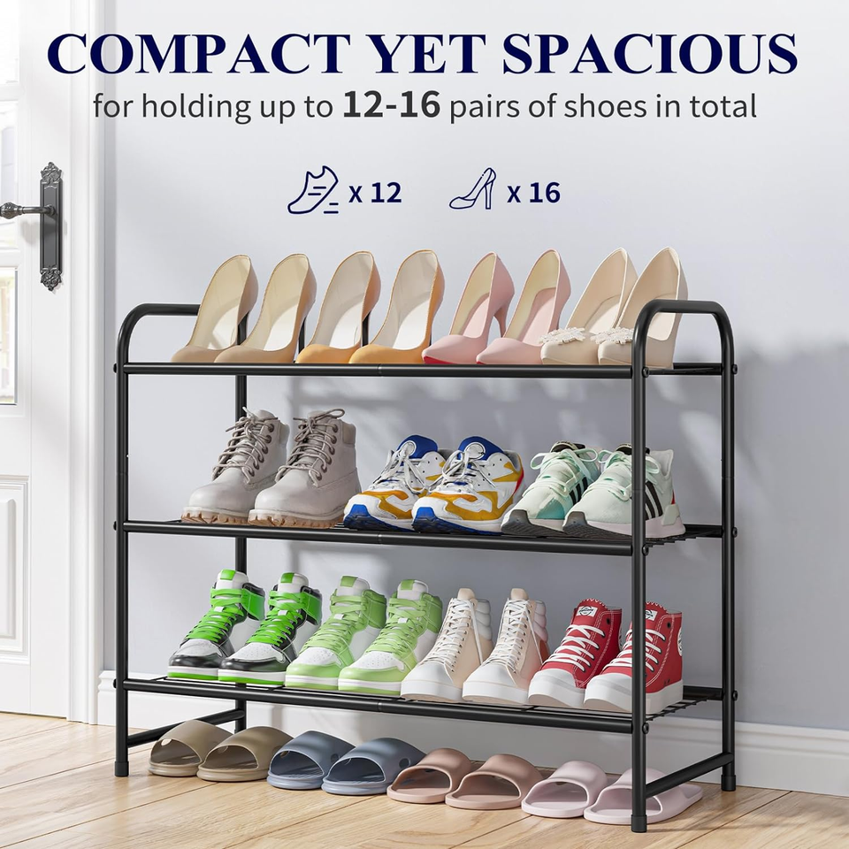 Shoe Rack Stainless Steel Shoe Organizer, Sturdy Shoe Rack for Closet