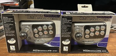 Lot of 2 PRO SHOCK Mini Arcade Stick Controllers for PLAYSTATION 1 New INTERACT
