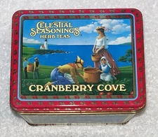 Celestial Seasonings Cranberry Cove Tin 4 3/4" x 3 3/4" x 3