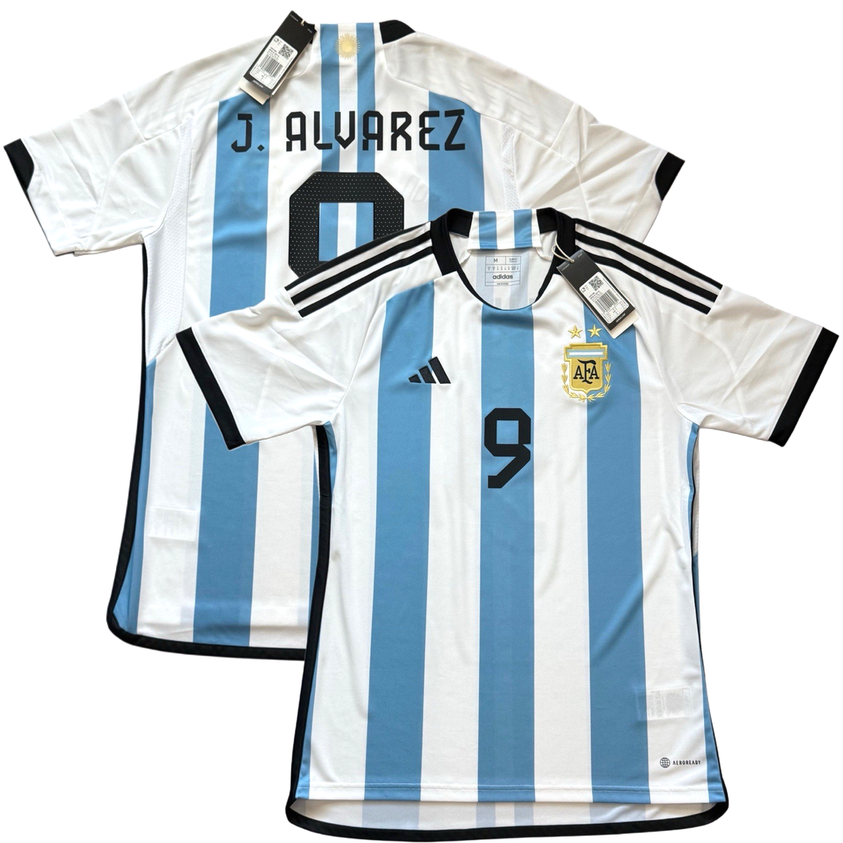 2022 Argentina Home Jersey #9 J. Alvarez Medium adidas World Cup 2