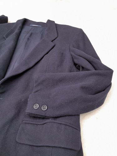 Vintage Burberry Blazer Jacket Mens L Navy Wool Cashmere Boxy Made in Spain 80s - Picture 15 of 16