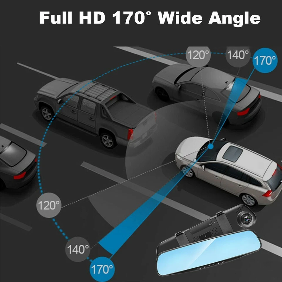 双镜头1080P全高清车载DVR镜面行车记录仪+后视摄像头 — 第 3/4 张图片