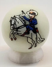 Lone Ranger 1" Glass Logo Marble w/ Stand