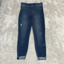 Spanx Jeans Womens Medium Blue Distressed Skinny Jegging Pull On Stretch Shaping