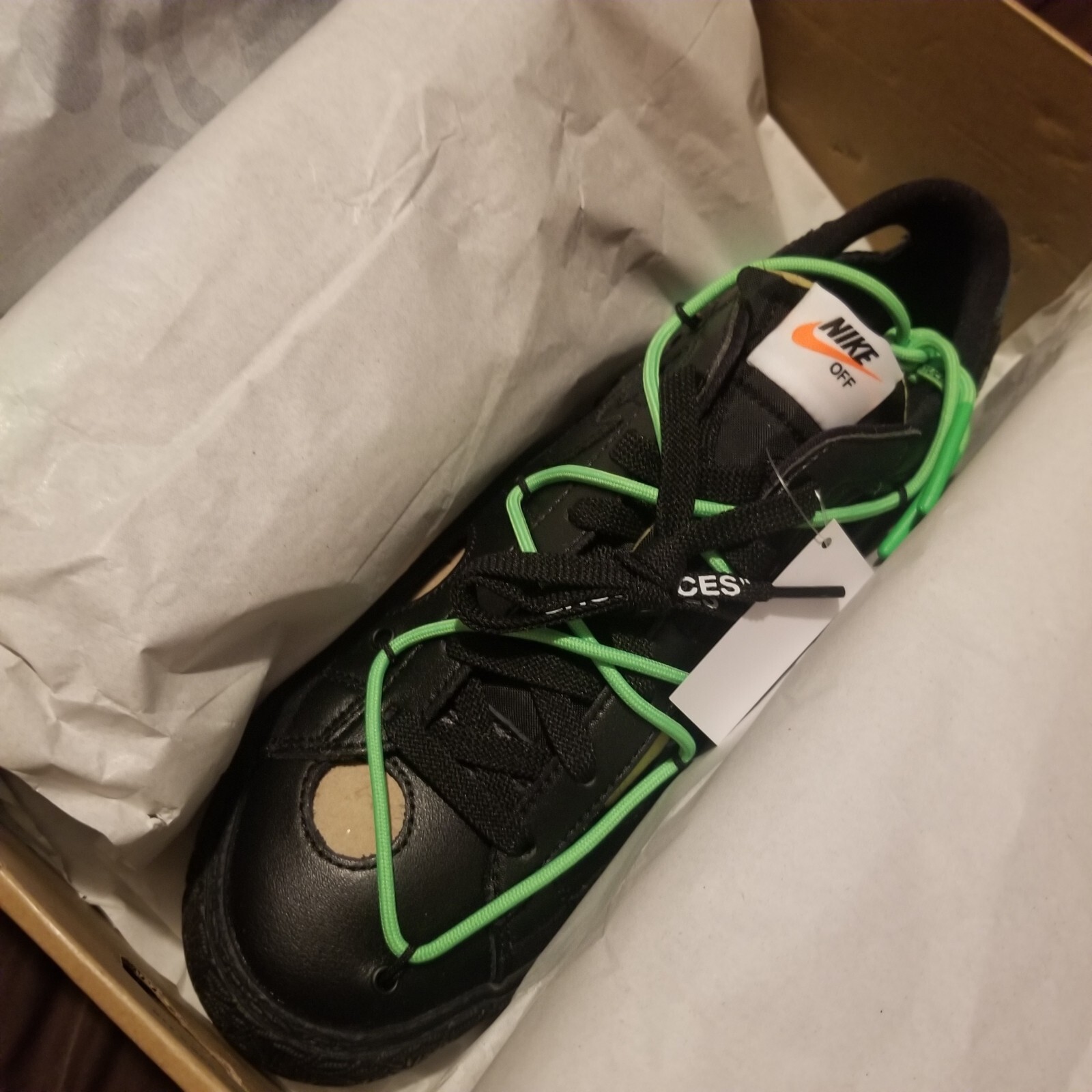 OFF WHITE X NIKE Nike Blazer Low x Off White Nero Verde 2022 DS Taglia 10 M Autentico Offwhite