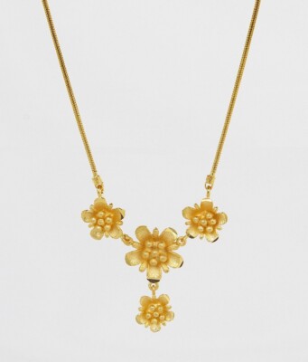 Pretty Nice! 17.5'' Flower Necklace 24K Gold GP Thai Made Jewelry GT6