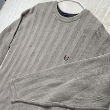 Vtg CHAPS Ralph Lauren Grey Classic Chunky Knitted Sweater Size Men's Size XL