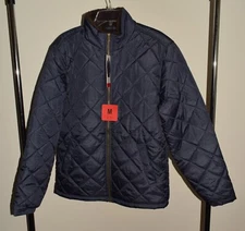 New Mens Weatherproof Vintage Medium Blue Zip Front Sherpa Lined Puffer Jacket