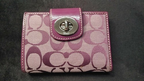 Purple Canvas Leather ID Coin Wallet | eBay