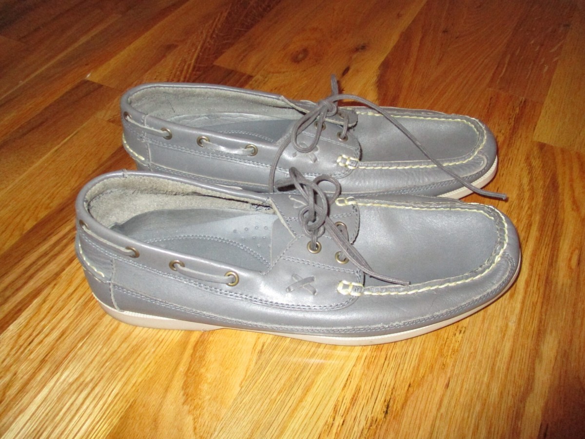 Mens Polo Ralph Lauren Gray Leather Boat Shoes Loafers Size  display picture 1
