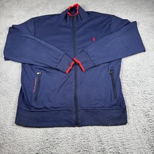Polo Ralph Lauren Performance Track Jacket Mens Large Full Zip Pockets Blue