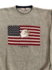 Vtg USA Eagle Flag Sweatshirt Sz L Patriotic Embroidered Pullover Crewneck