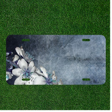Custom Personalized Auto Tag With Amazing White Flowers Design Add Names Custom Personalized Auto Tag With Amazing White Flowers Design Add Names
