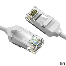 5FT CAT6 RJ45 Slim Ethernet LAN Network Patch Cable UTP Copper Wire 28AWG White
