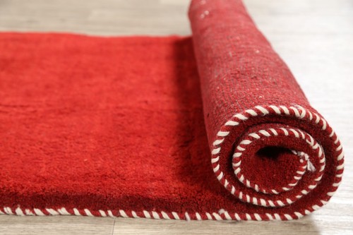 Modern Rust Red Solid Gabbeh Contemporary Hand-made Runner Rug 2' 10" x 6' 6" - Picture 13 of 16